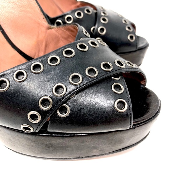 ✨Alaïa✨ Black Rivet Cross Platform Heels 37 - Picture 5 of 8